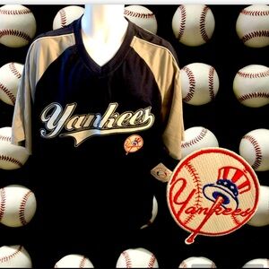 New York NY Yankees MLB Men's LARGE L 42/44 Sewn Script Logo Baseball Jersey NWT